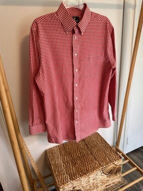 Stafford Red and White Gingham Button-Down Shirt